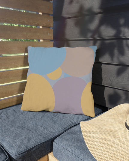 Pastel Baby Blue and Peach Patches 16" x 16" Outdoor Pillows