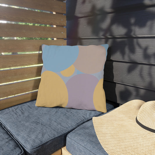 Pastel Baby Blue and Peach Patches 16" x 16" Outdoor Pillows