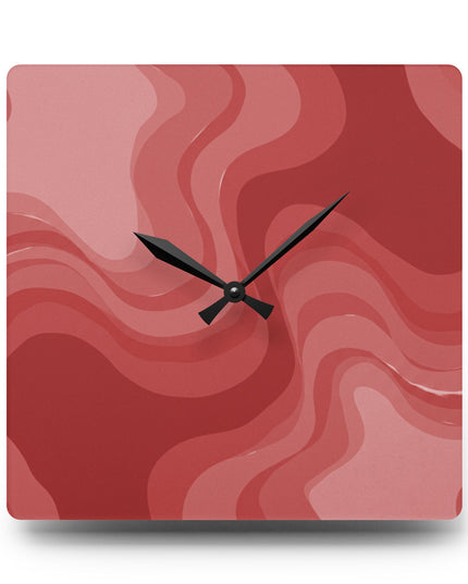 Power Red Wavey 10.75" x 10.75" Round or Square Acrylic Wall Clock