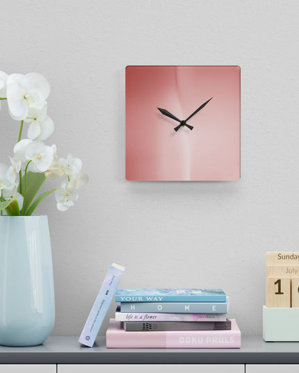 Rose Red Fade Acrylic Wall Clock, Round or Square, 10.75" x 10.75"