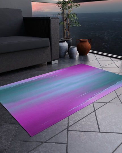 Dark Blue Green Sea Purple Fog Outdoor Rug, 36" x 60"