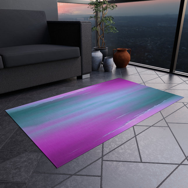 Dark Blue Green Sea Purple Fog Outdoor Rug, 36" x 60"