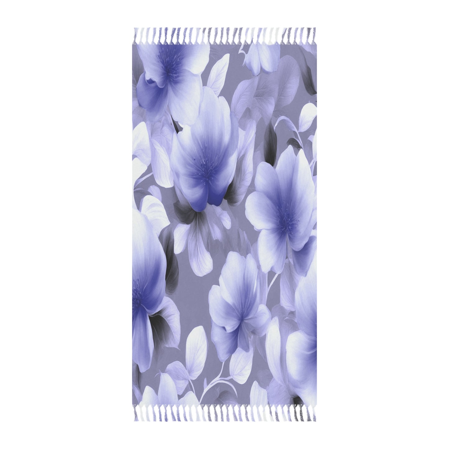 Indigo Blossom Floral Bunch 38" × 81" Boho Beach Cloth
