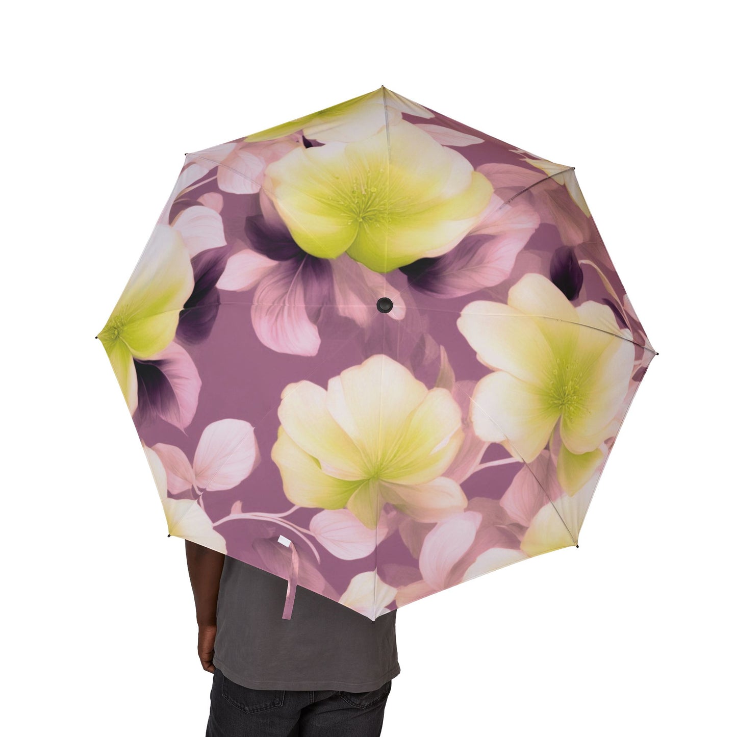 Lemon Blossoms Floral Bunch Foldable Umbrella - Compact & Chic