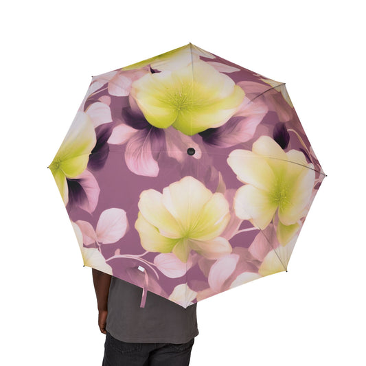 Lemon Blossoms Floral Bunch Foldable Umbrella - Compact & Chic