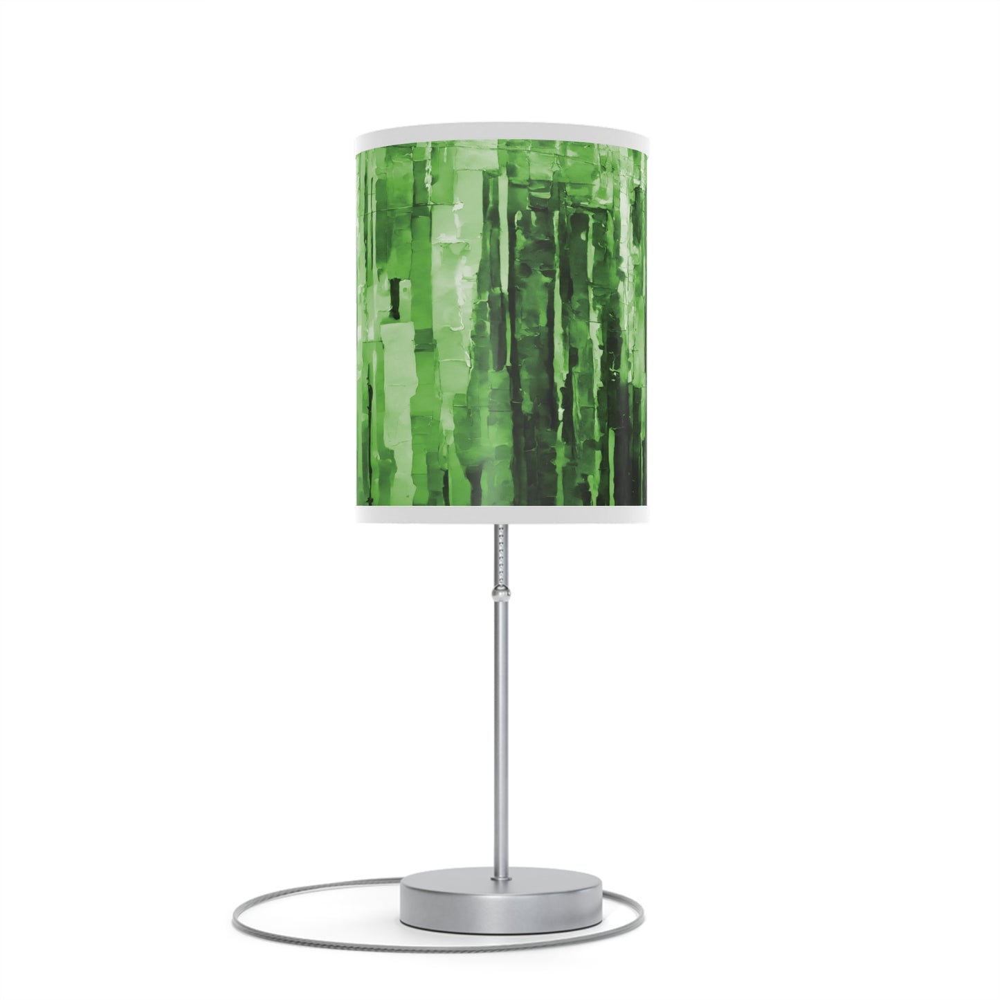 Striped Mint Pastel Table Lamp on a White or Silver Stand, US|CA plug