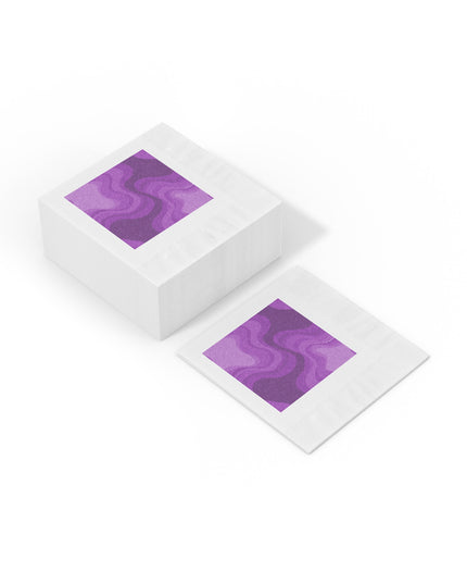 Wavey Purple Wavey White Coined Napkins, 4.8" x 4.8"