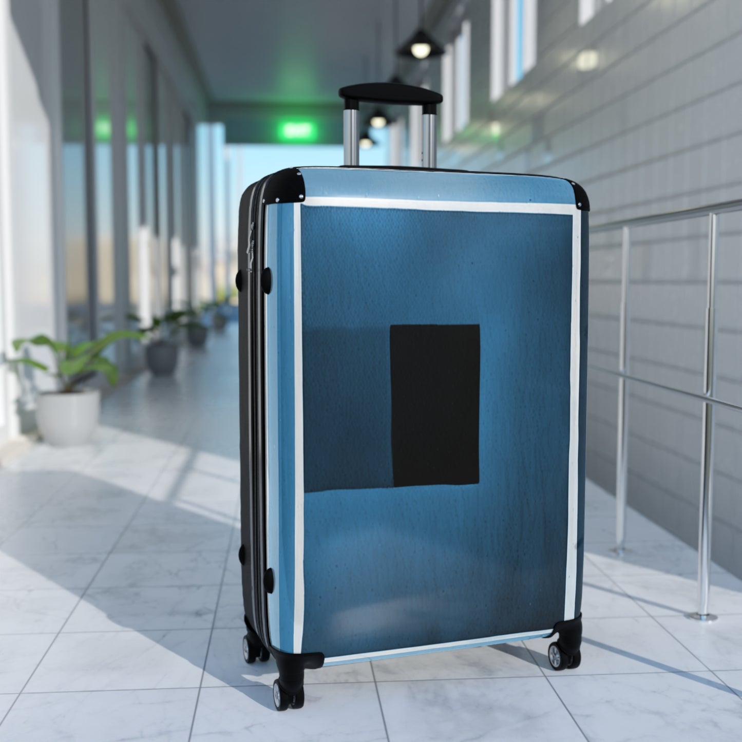 Blue Shadow Large Suitcase with built in lock, 4 double-wheels, telescopic handle, and ABS back hard-shell