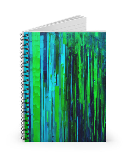 Striped Blue Green Spiral Notebook - Ruled Line, 6" x 8", 118 pages