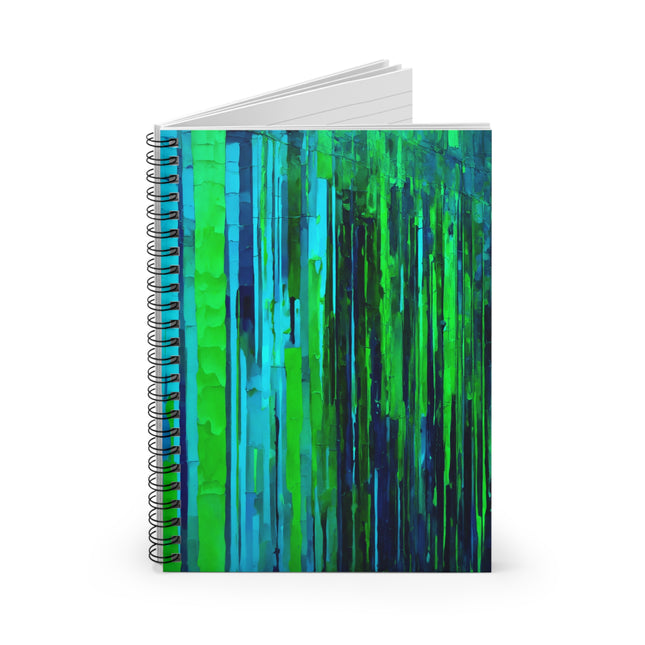 Striped Blue Green Spiral Notebook - Ruled Line, 6" x 8", 118 pages
