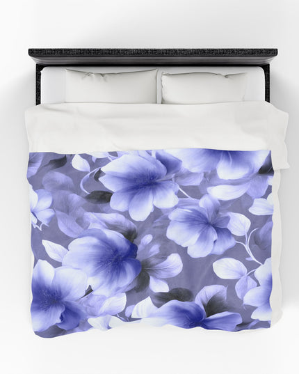 Indigo Blossom Floral Bunch Velveteen Plush Blanket, 60" x 80"