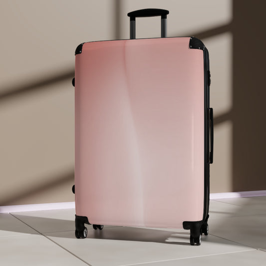 Rose Red Fade Large Suitcase with built in lock, 4 double-wheels, telescopic handle, and ABS back hard-shell