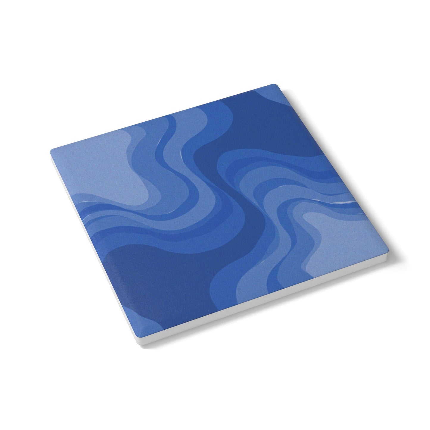 Deep Blue Wavey 4" x 4" Square Ceramic Coaster