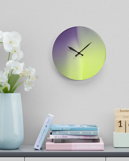 Purple Golden Fade Acrylic Wall Clock, Round or Square, 10.75" x 10.75"