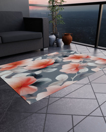 Red Blossom Floral Bunch Outdoor Rug, 48" x 72"