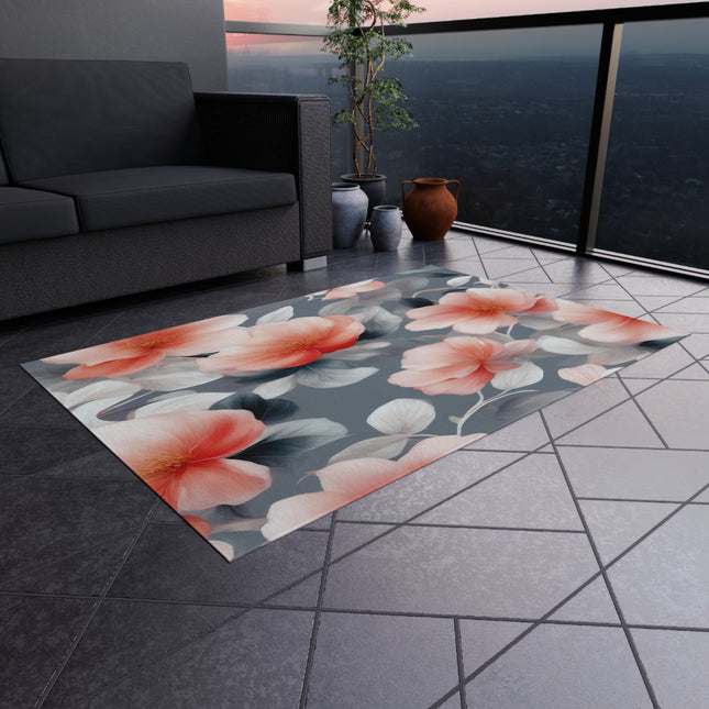 Red Blossom Floral Bunch Outdoor Rug, 48" x 72"