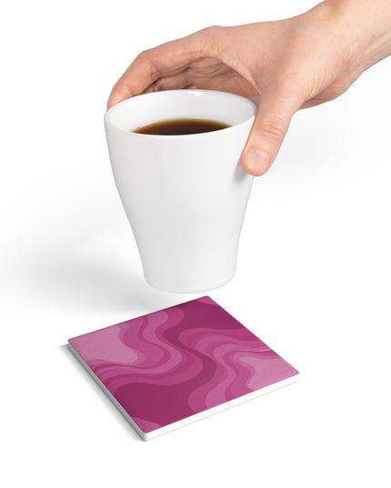 Pinky Mauve Wavey 4" x 4" Square Ceramic Coaster