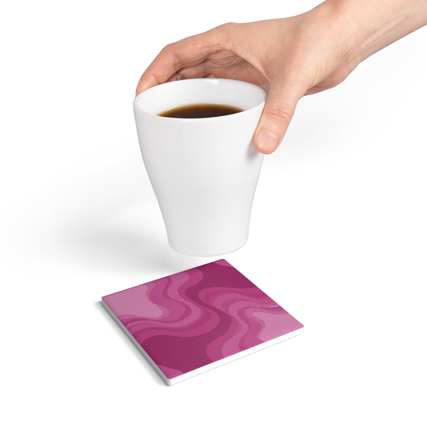 Pinky Mauve Wavey 4" x 4" Square Ceramic Coaster