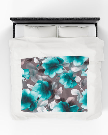 Tif Green Gray Floral Bunch Velveteen Plush Blanket, 50" x 60"