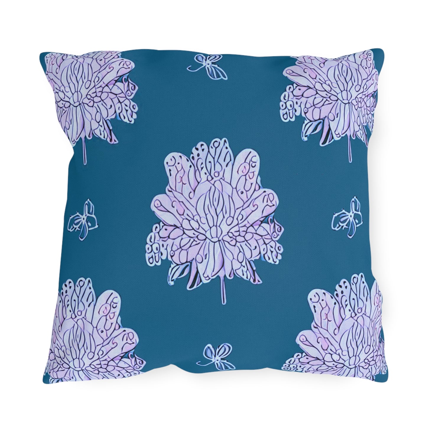 Lavender Floral Butterflies 18" x 18" Outdoor Pillow