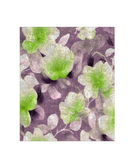 Lime Lavender Floral Bunch Crushed Velvet Blanket, 50" x 60"