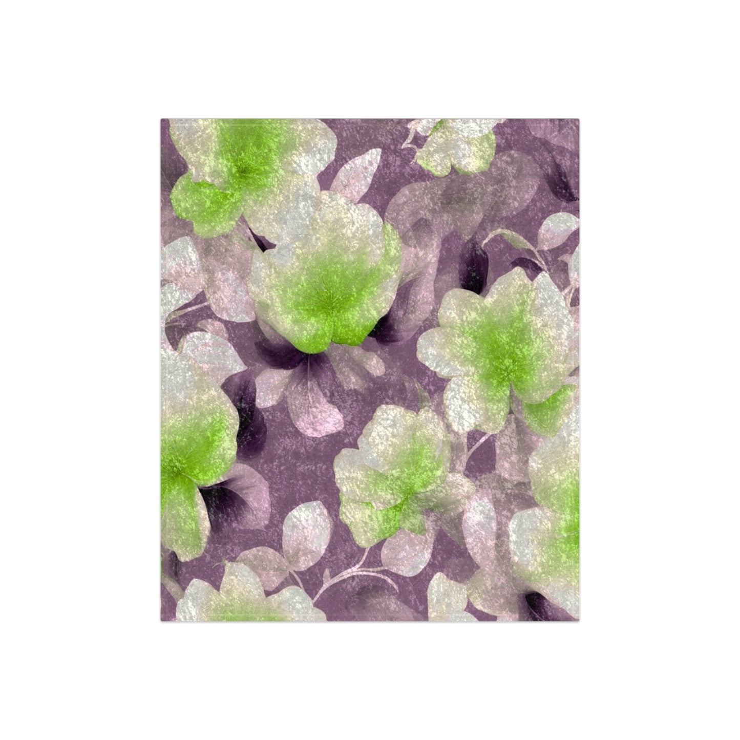 Lime Lavender Floral Bunch Crushed Velvet Blanket, 50" x 60"