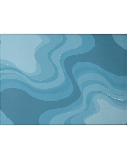 Sky Blue Wavey 8" x 11" Glass Cutting Board