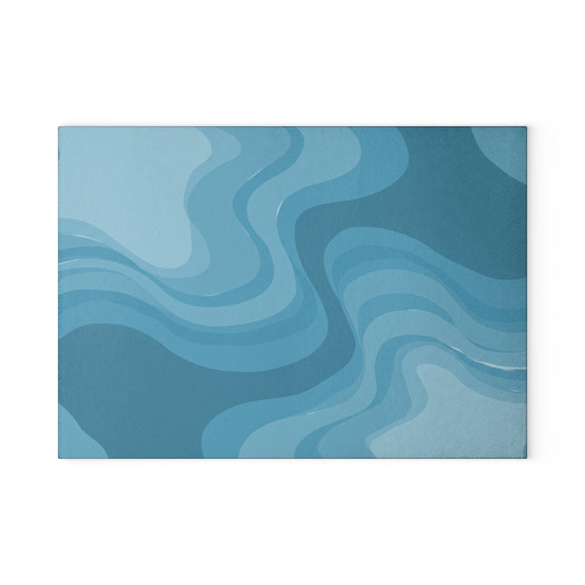 Sky Blue Wavey 8" x 11" Glass Cutting Board