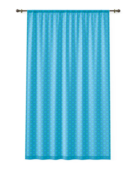 Light Blue Star-crossed Bodies Sheer Window Curtain, 50" x 84", partially transparent