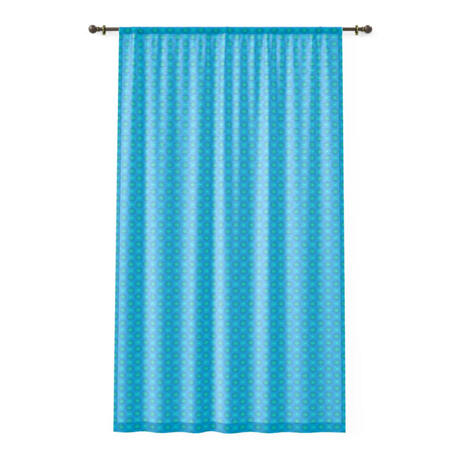Light Blue Star-crossed Bodies Sheer Window Curtain, 50" x 84", partially transparent