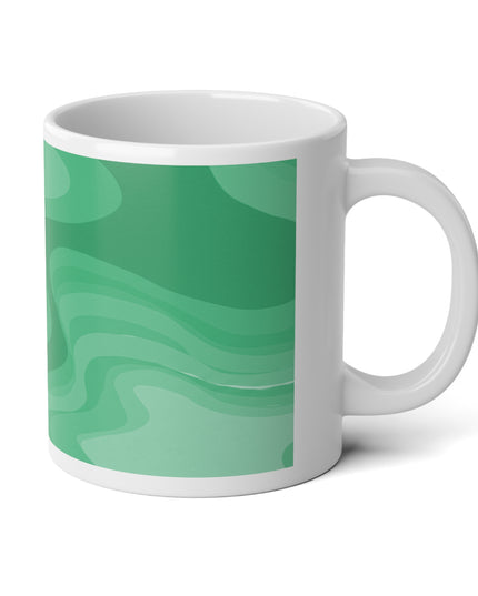 Mint Green Wavey 20 oz White Glossy Jumbo Mug
