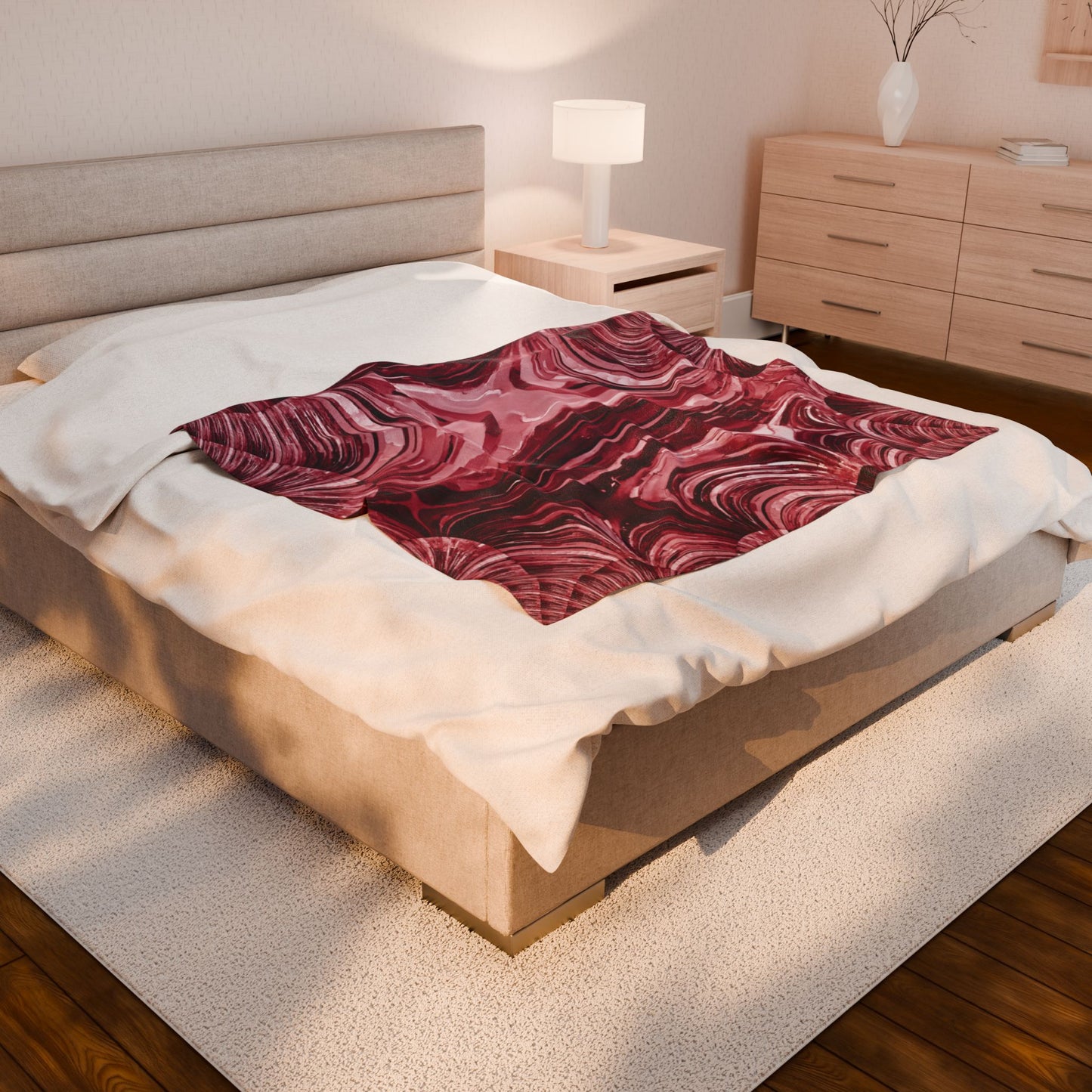 Uzi Spiral Ruby Velveteen Plush Blanket, 50" x 60"