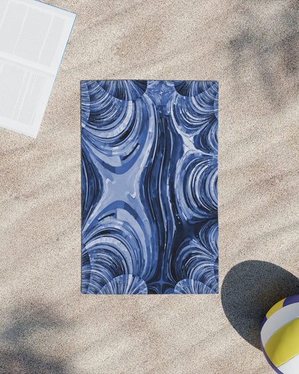 Uzi Spiral Deep Blue Beach Towel, 18" x 27"