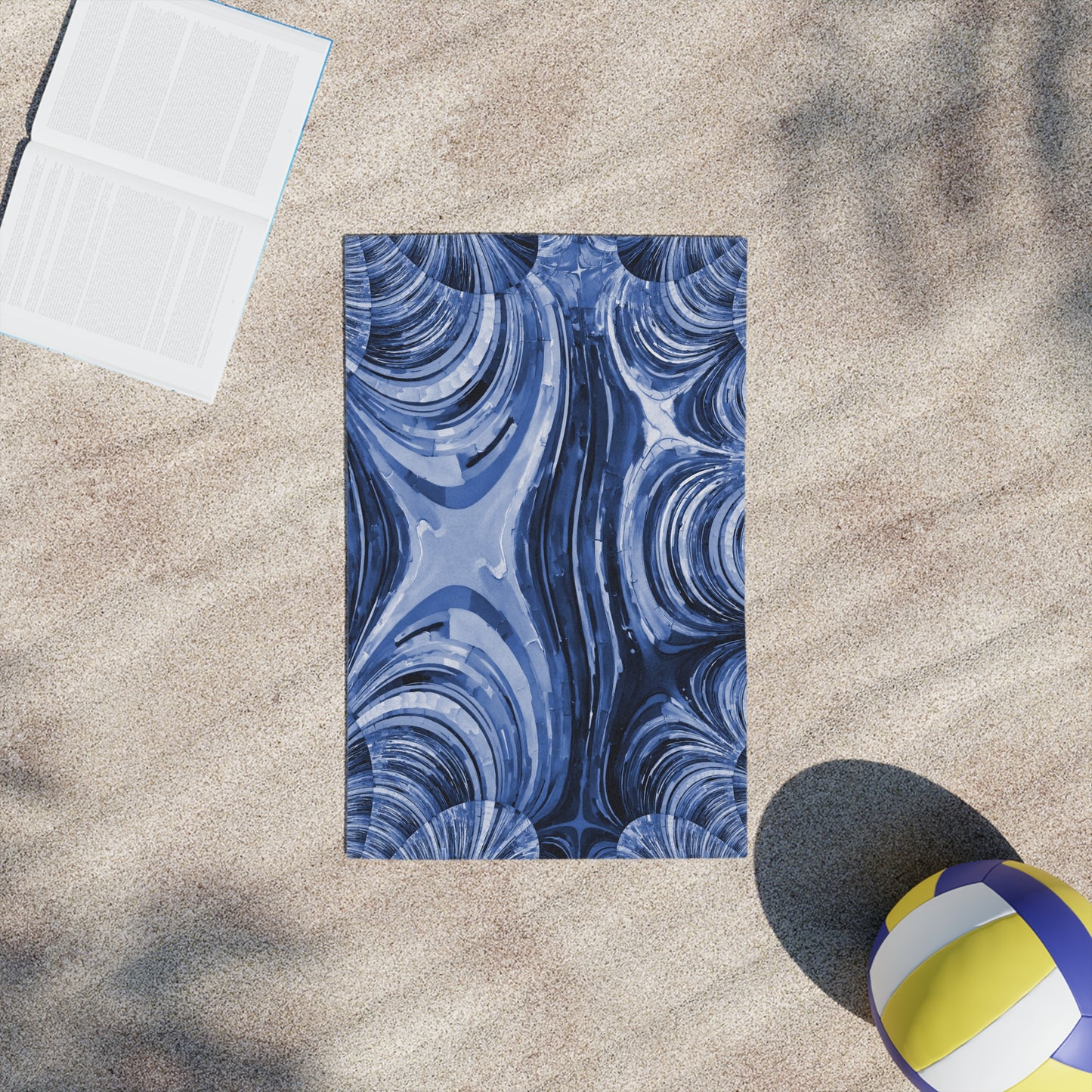Uzi Spiral Deep Blue Beach Towel, 18" x 27"