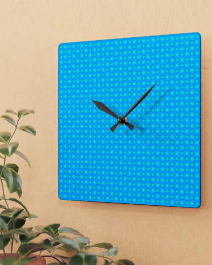 Blue Green Star-crossed Bodies Acrylic Wall Clock, Round or Square, 10.75" x 10.75"