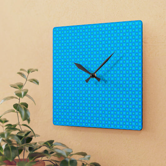 Blue Green Star-crossed Bodies Acrylic Wall Clock, Round or Square, 10.75" x 10.75"