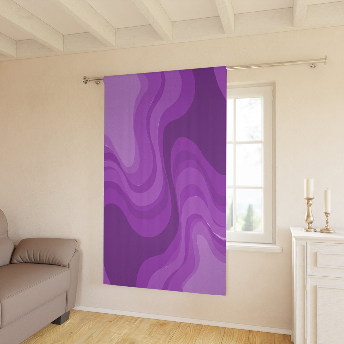 Wavey Purple Wavey Window Curtain, 50" x  84", blackout