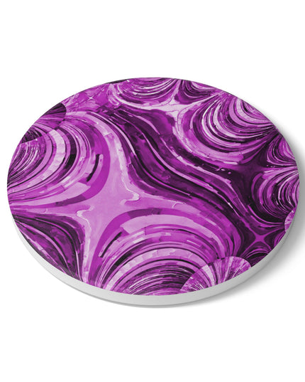 Uzi Spiral Powder Lavender 4" x 4" Round Ceramic Coaster