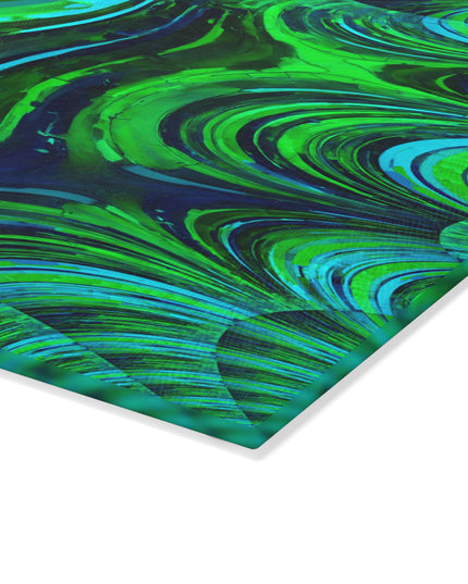 Uzi Spiral Blue Green 8" x 11" Glass Cutting Board