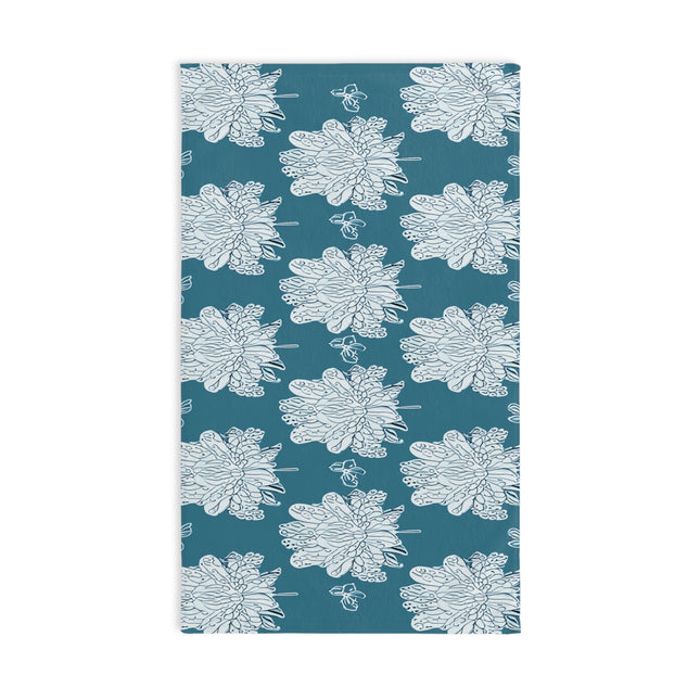 Tif Green White Floral Butterflies Hand Towel, 16" x 28"