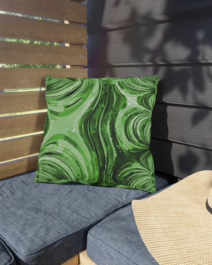 Uzi Spiral Mint Pastel Outdoor Pillow, 16" x 16"
