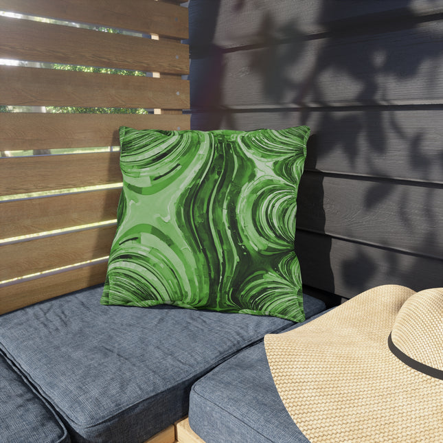 Uzi Spiral Mint Pastel Outdoor Pillow, 16" x 16"