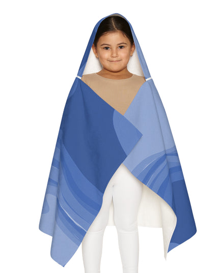 Deep Blue Wavey Youth Hooded Towel, 24" x 48"