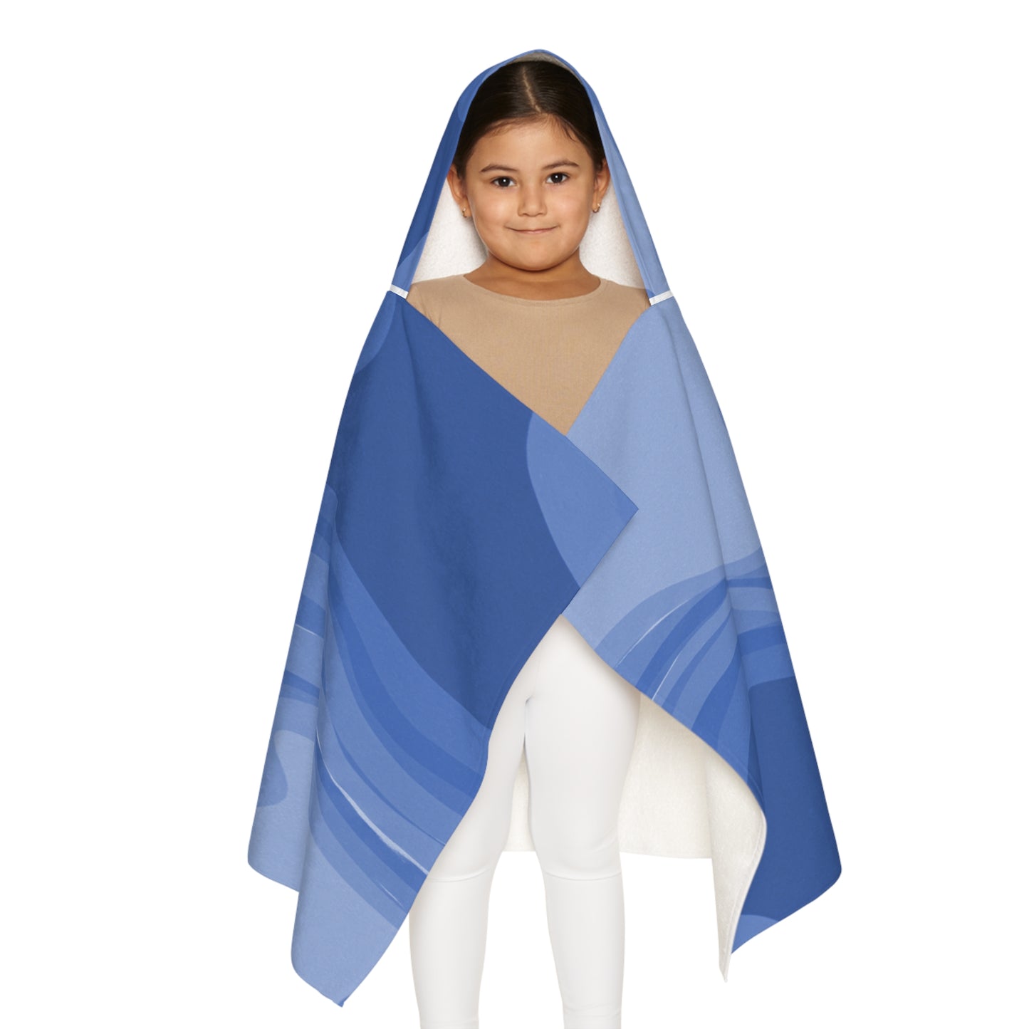 Deep Blue Wavey Youth Hooded Towel, 24" x 48"