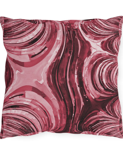 Uzi Spiral Ruby Outdoor Pillow, 16" x 16"
