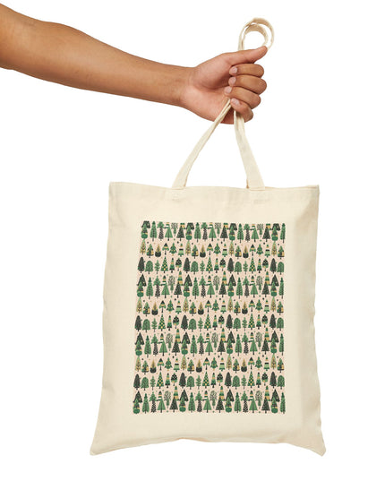 Mini Vintage Green Trees Cotton Canvas Tote Bag