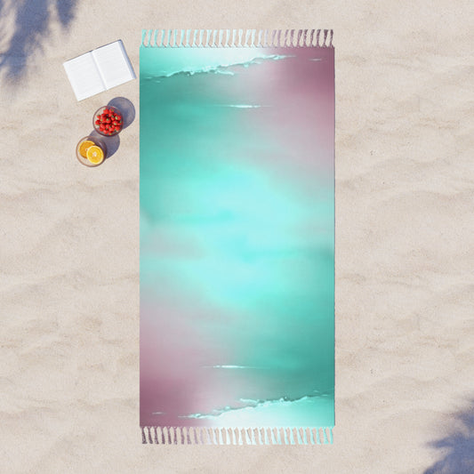 Green Sea Lavender Fog 38" × 81" Boho Beach Cloth
