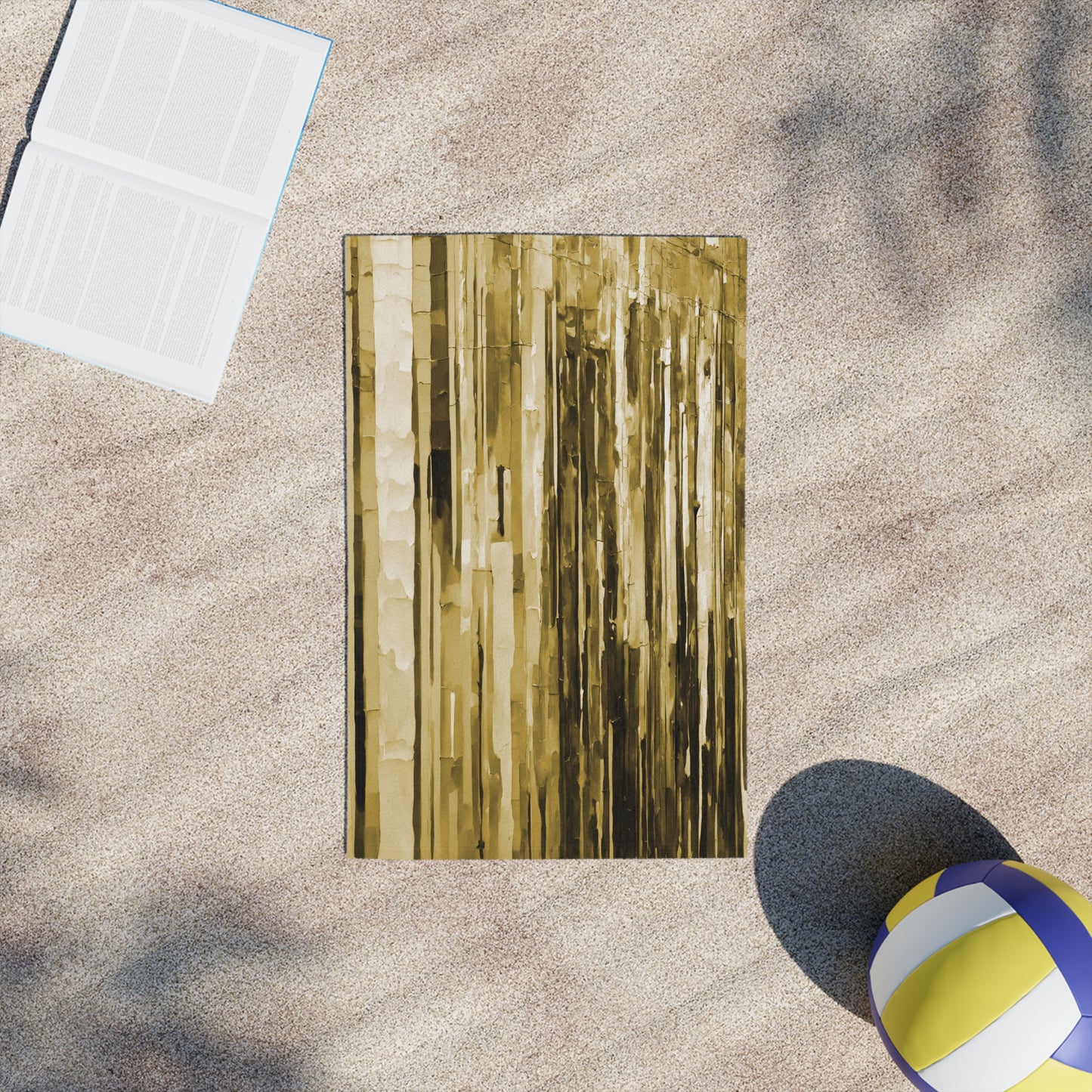 Striped Light Brown Beach Towel, 18" x 27"
