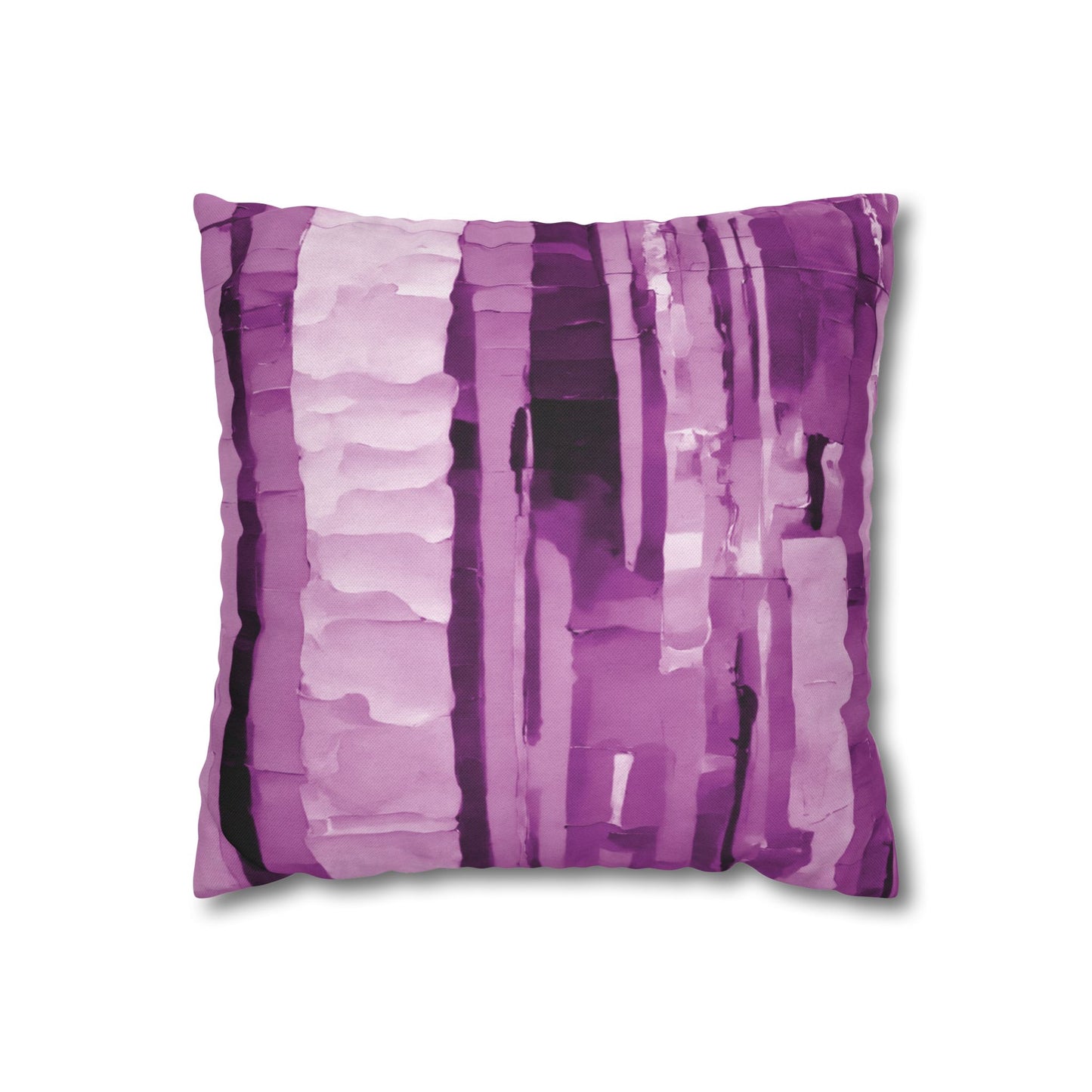 Striped Powder Lavender Spun Polyester Square Pillowcase, 14" x 14"