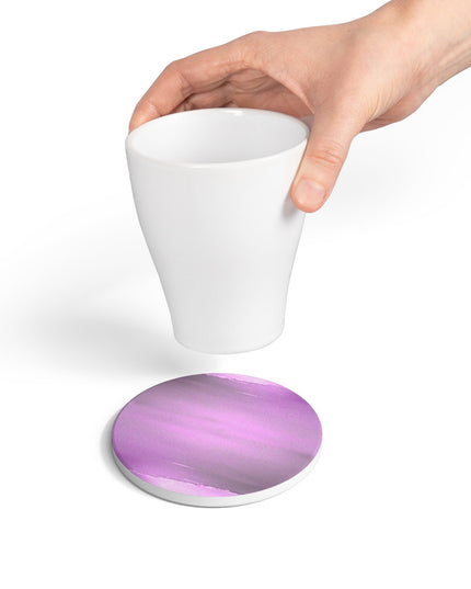 Dark Pink Sea Amethyst Fog 4" x 4" Round Ceramic Coaster